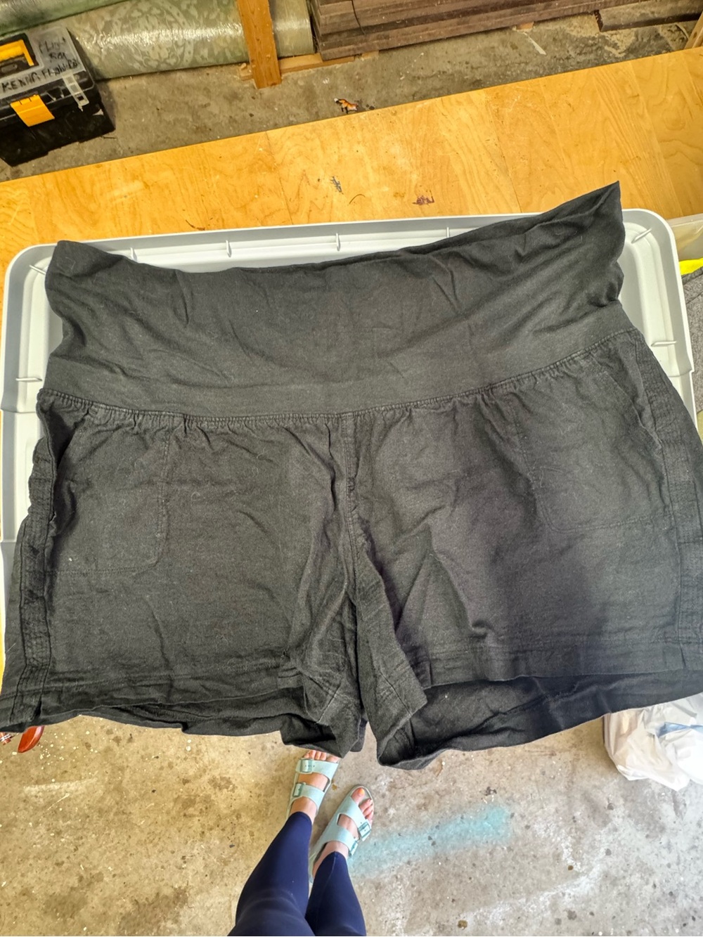 Women’s Black High-Waist Maternity Shorts